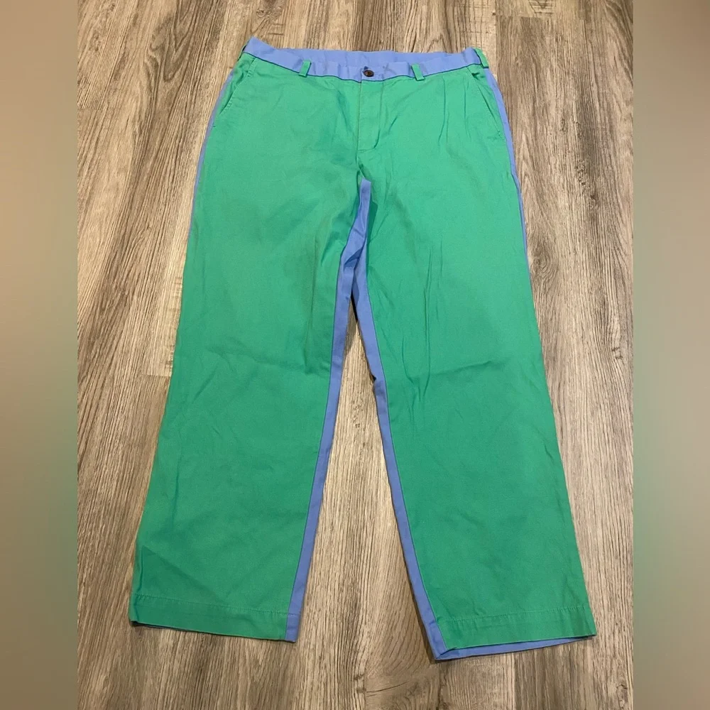 Brooks Brothers Chino Pants Mens 38x30 Blue Green Joker Costume Outfit Two Tone - Picture 2 of 7
